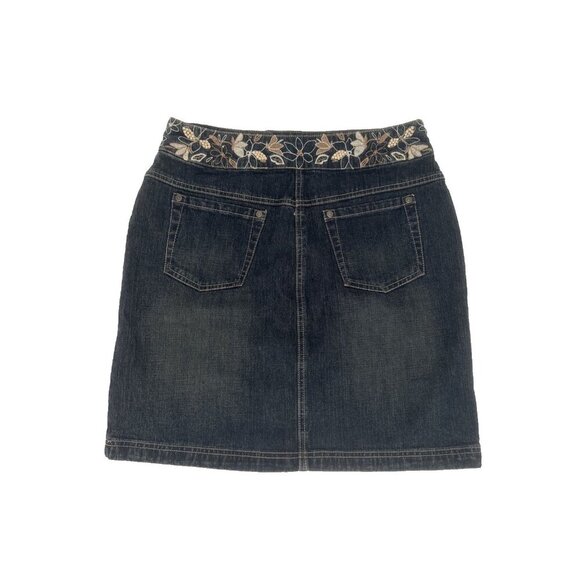 point Zero short Denim jean skirt boho size 9/10 embroidered with pearls BOHO - Picture 2 of 11